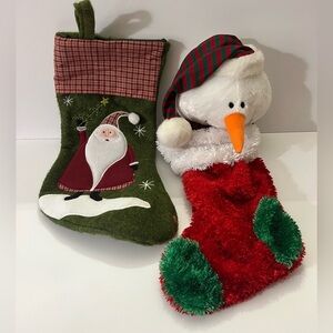 2 Festive Christmas Stocking with Santa and a Snowman